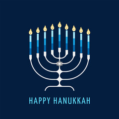 Happy Hanukkah. Menorah clip art. Candelabrum with candles. Flat Vector illustration