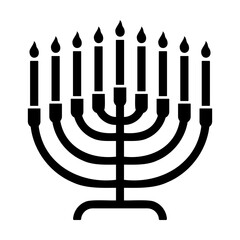 Menorah icon symbol. Hanukkah candelabrum with candles. Vector illustration