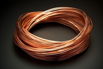 copper wire coil on black background