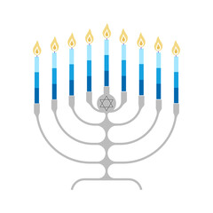 Menorah clip art. Hanukkah candelabrum with candles. Flat Vector illustration