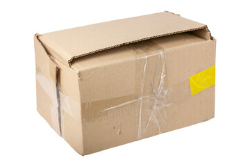 Damaged package. Isolated on a white background.
