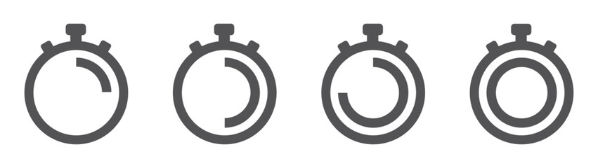 Set of Timer icons . Stopwatch symbol, quick time, countdown timer, speed measurements. Vector.