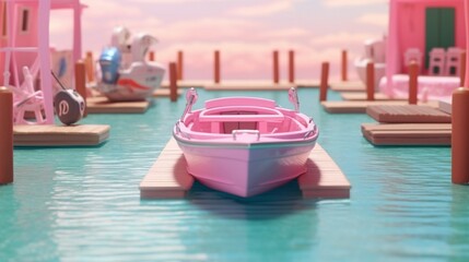 Digital backdrop elegant villa beach front pink color photography image AI generated art