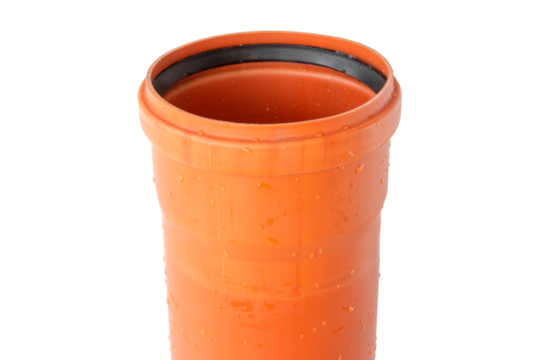 connection plumbing plastic pipe with water drops, on isolated