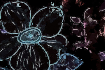 Oil painting and various flowers, roses, peonies, beautiful wedding illustrations