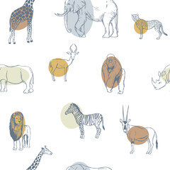 African animals.  Vector pattern.