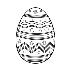 Hand drawn easter egg. Decorated easter egg in doodle style for coloring page. Happy easter, spring holiday drawing. Sketch of egg with beautiful ornament isolated on white background. Vector
