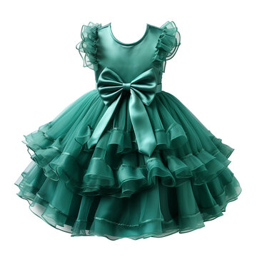 Green christmas dress for little girl. Ai generated image