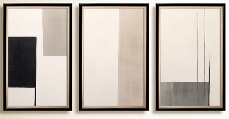 Abstract art illustration. Set of three artworks, background vector. Natural fine art wall art for home decor and printing