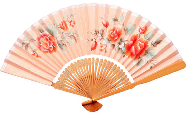Silk Fabric Floral Chinese Fan on isolated background