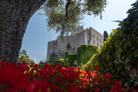 Gothic Duino castle on a cliff over the Gulf of Trieste