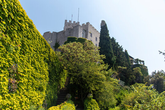 Gothic Duino castle on a cliff over the Gulf of Trieste