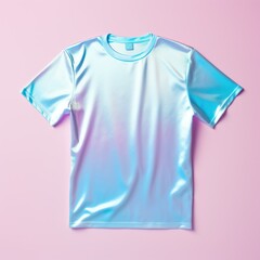 one effect T-shirt without lettering in iridescent colors on pink background 