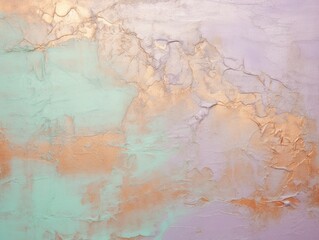 Textured background abstraction. Painted wall. Vibrant colors design. Copper, lavender and mint green colors.