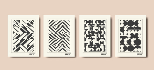 Brutalism covers design. Minimal geometric shapes compositions. Applicable for brochures, posters, covers and banners. vector illustration