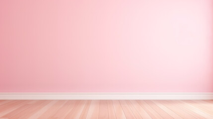Pink wall background , mock up room, parquet floor. - obrazy, fototapety, plakaty