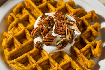 Homemade Breakfast Pumpkin Waffles