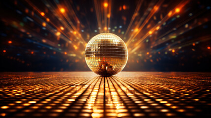 Stage of the disco  with shimmering  ball.