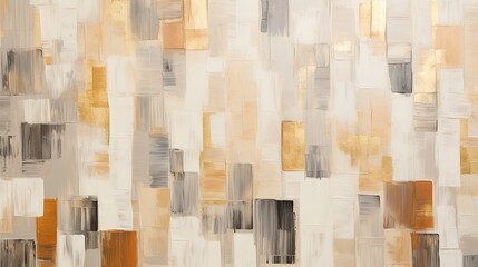 modern geometric stripes painting, paint strokes. beige, gray and gold colors - obrazy, fototapety, plakaty