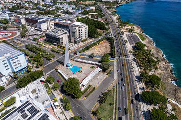 Aerial view of the Santo Domingo, Capital Of Dominican Republic, its beautiful streets and...