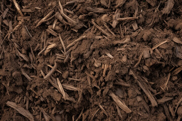close up view of dry compost, external surface material texture