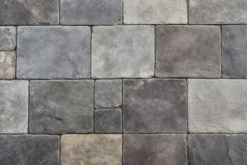 Top-down view of sidewalk blocks, external surface material texture