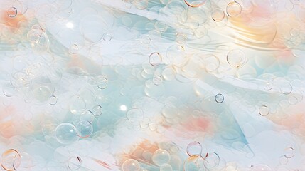  an abstract photo of soap bubbles on a blue and pink background with an orange and white swirl in the middle of the photo.  generative ai