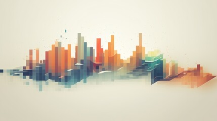 Obraz premium a virtual stock market chart as a series of simple, flat-colored geometric shapes on a neutral background