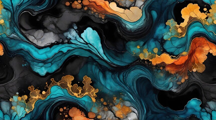 Wavy Style multi color Ink Background Design