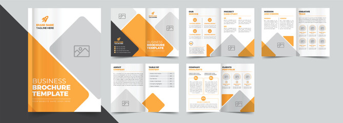 Company profile brochure template design, Minimalist corporate brochure layout,16 pages corporate brochure design template,
