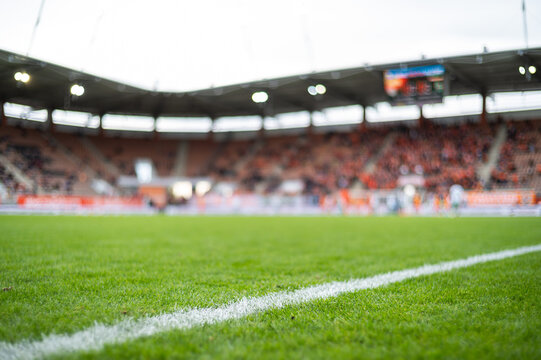 Fototapeta white line on the field soccer match in the background