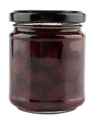 glass jar of strawberry jam
