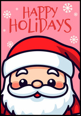 Cute Santa Claus Vector Cartoon Character: Featured on Merry Christmas Greeting Cards and Posters
