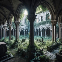 Abandoned cloister of a cathedral