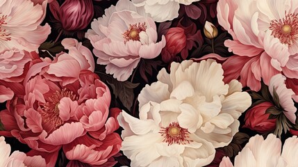  a close up of a bunch of flowers with red and white flowers in the middle of the picture and a pink and white flower in the middle of the middle of the picture.  generative ai