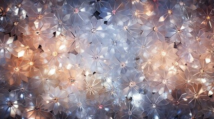  a close up of a bunch of umbrellas with lights in the middle of the picture and a blurry background.  generative ai
