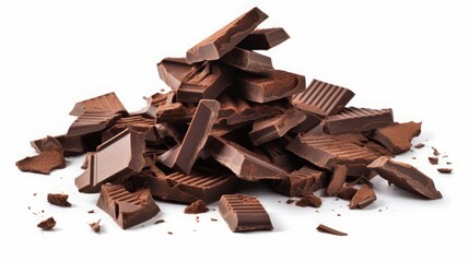 Fototapeta premium pieces of chocolate on a white background.