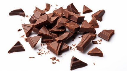 pieces of chocolate on a white background.