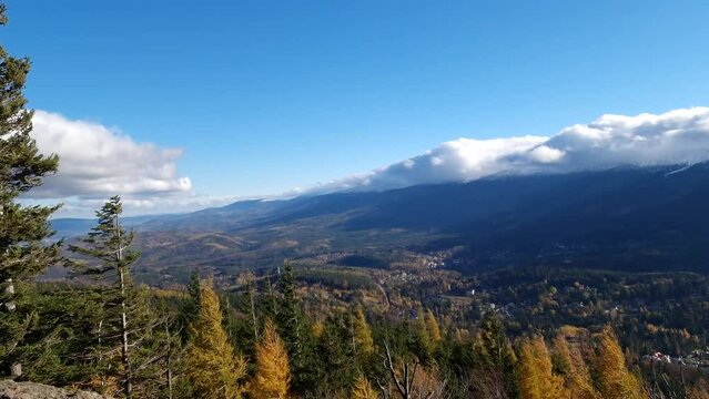 view of Szklarska Poreba from a Wysoki Kamien. autumn in Karkonosze (Gaint Mountains). Poland