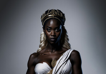 Stunning african queen. African royalty in regal attire - obrazy, fototapety, plakaty