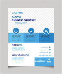 Modern elegant Corporate Flyer Design in blue color. Vector template for menu,  flyer layout, presentation, Template 