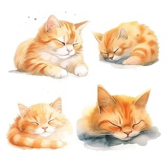 sleepy cats watercolor