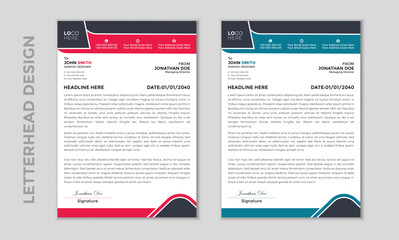 Modern corporate clean and professional business letterhead template design with color variation and bundle