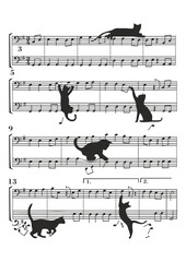 Katzen Musiknoten © Bettina