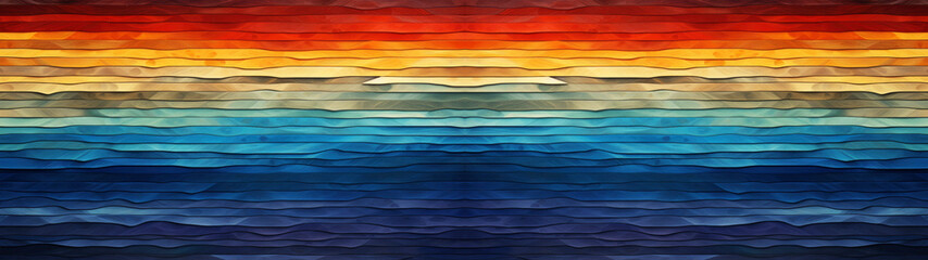 Closeup of colored paper stripes in line or wave as background banner texture