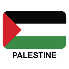 Palestine flag button on white background. Vector illustration. Eps 10. With Palestine written below. Language selection icon based on country flag
