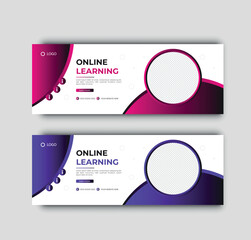education Facebook cover page layout & online learning admission web banner design