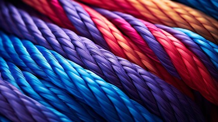 colorful ropes laying on concrete floor. abstract background.