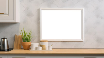 Obraz na płótnie Canvas Mockup poster frame in kitchen. Generative AI.