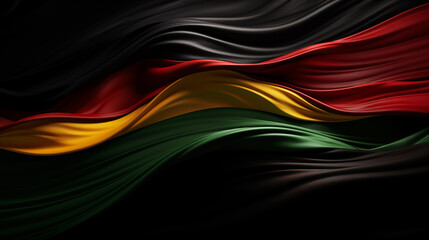 Fototapeta premium Black History Month. African American History in United States. Red Yellow Green waving flag. Freedom holiday. Celebrated annual in February. Poster, design wallpaper, art illustration. Generated AI